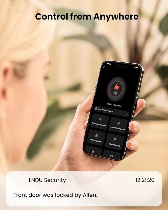 Smart Lock for Front Door HK01: Apple Home Ecosystem Fingerprint Keyless Door Lock, Supports Apple Home, App Remote Control Keypad Door Lock, Easy Installation Auto-Lock