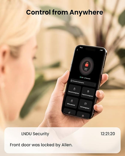 Smart Lock for Front Door HK01: Apple Home Ecosystem Fingerprint Keyless Door Lock, Supports Apple Home, App Remote Control Keypad Door Lock, Easy Installation Auto-Lock