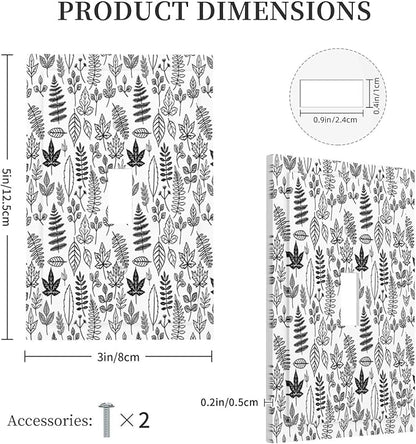 Black White Leaf Wheat Maple Leaf Plant Decorative Light Switch Cover 1 Gang Single Toggle Decorator Outlet Wall Plate Device Electrical Faceplate Switchplates for Bedroom Bathroom Decor