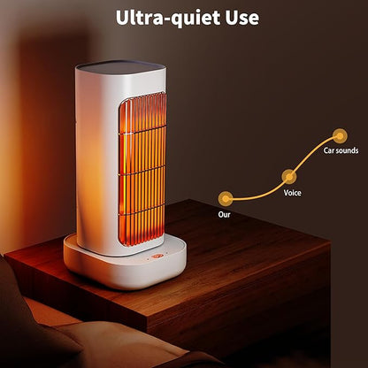 Space Heater, Small Electric Space Heaters with 90° Oscillation, Portable Space Heaters for Indoor Use, Overheat & Tip Over Protection Room Heater for Bedroom, Living room, Offices, Garage, White