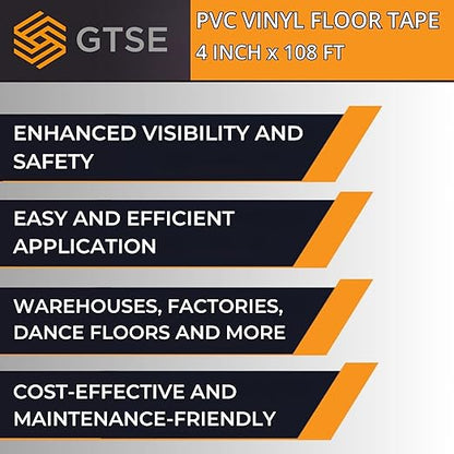 GTSE 4 inch x 108 ft Green PVC Vinyl Floor Tape, Safety Marking Tape, 6 mil Thick, Suitable for Dance Floors, Gyms, Warehouses, Sports Facilities