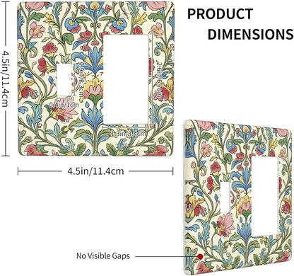 Outlet Covers Boho Red Floral Morris Plant Leaves 1 Toggle 1 Rocker Combination Decorative Wall Plate Electrical Switch Plates Light Switch Cover Plate For Farmhouse Cabin Decor