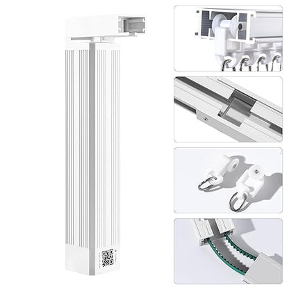 Smart Electric Curtain Motorized Track, Compatible with Alexa Google Assistant & Siri, Tuya App Remote Control, Adjustable to 5.2m(204 inch) for Living Room & Bedroom