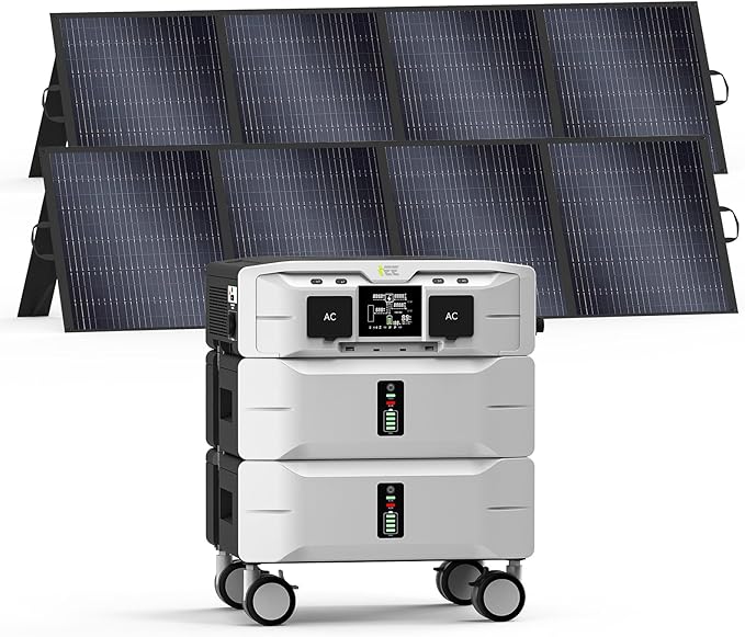 IEE 5120Wh Portable Power Station SP5000 with 2x200W Solar Panel, 120/240V 5000W(Peak 9000W) AC Output Solar Generator, Expandable Capacity, LFP Battery Generator for Home Use, Power Outages, RVs