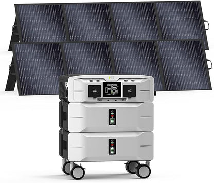 IEE 5120Wh Portable Power Station SP5000 with 2x200W Solar Panel, 120/240V 5000W(Peak 9000W) AC Output Solar Generator, Expandable Capacity, LFP Battery Generator for Home Use, Power Outages, RVs