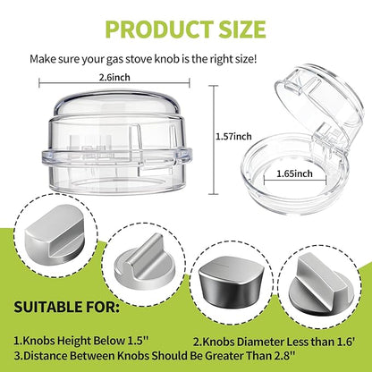 6 Pack Gas Stove Knob Covers – Heat-Resistant Baby Proof Stove Knob Locks with Universal Size, Stove Child Proof Knobs with Adhesive, Stove Safety Guard for Kids Toddler Pet(Transparent)