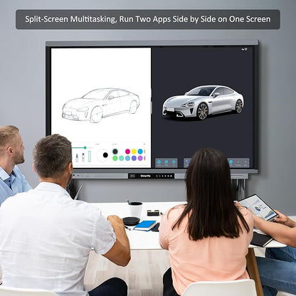 Shiarffe R9 Smart Board with Stand 4K Interactive Whiteboard EDLA-Certified All-in-One Touchscreen Digital Display Built-in 60W Speaker for Classrom Hybrid Work