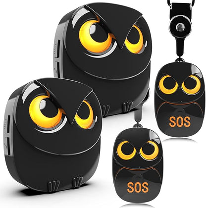 HTZSAFE Caregiver Pager Wireless Call Button 500+ Feet, SOS Alert Nurse Calling Elderly Fall Help System for Patient/Disabled Monitoring at Home, IP55 Waterproof, 2 Transmitters + 2 Receivers, Black