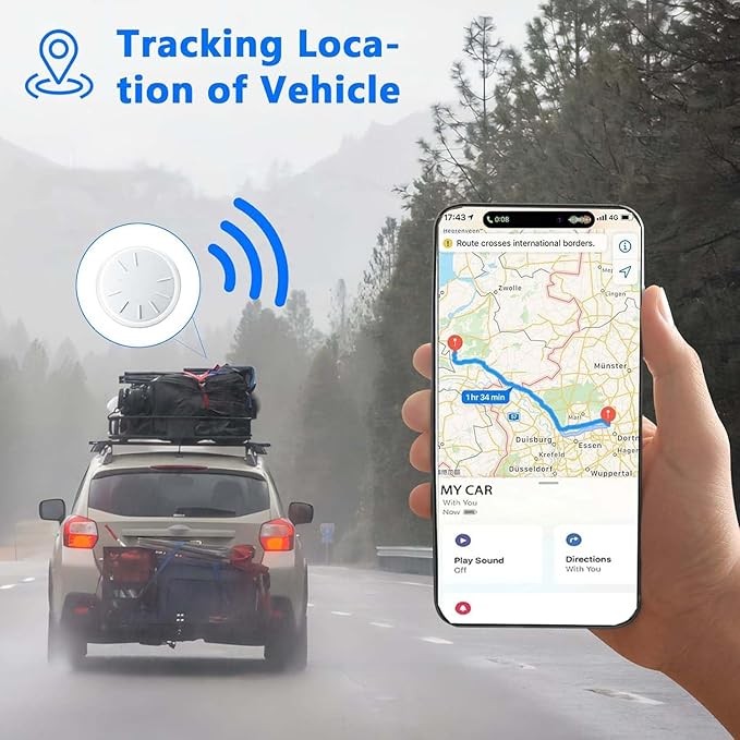 Car GPS Tracking for Vehicles,Cars, Kid etc, 2PCS Mini Hidden Car Tracker with Magnetic Waterproof Case, Real Time GPS Tracker for Vehicles Work with Find My (iOS Only),No Monthly Fee,Black