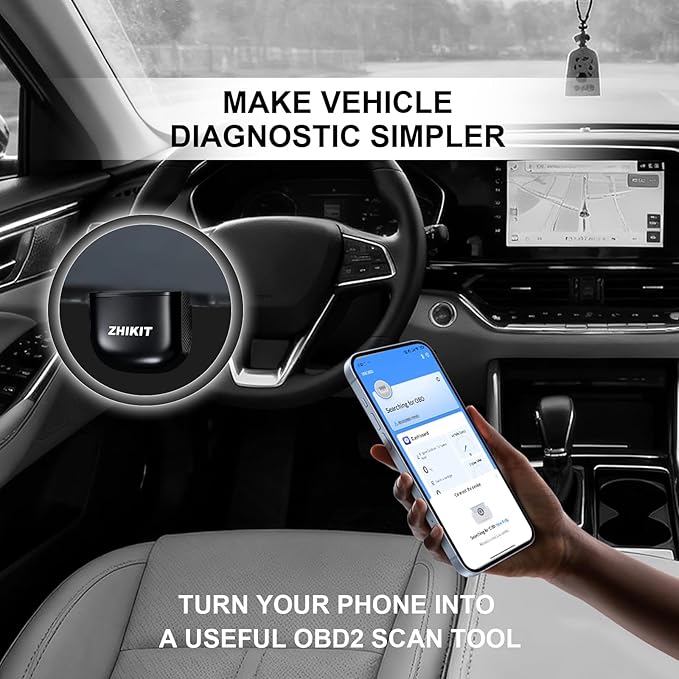 OBD2 Scanner Bluetooth for iPhone/Android -Wireless OBDⅡ Atuo Diagnostic Tool-Supports OBD2 Compliant Vehicles 1996 and Newer