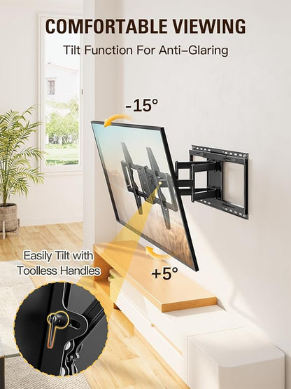 Mounting Dream Sliding TV Wall Mount for 42-86" TVs, Full Motion Articulating Dual Arms, Easy TV Centering, Max VESA 600x400mm, 132 lbs, MD2198