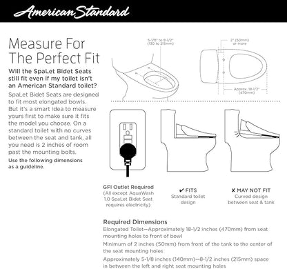 American Standard 8012A80GRC-020 Advanced Clean AC 2.0 SpaLet Bidet Seat with Remote Control Operation, White