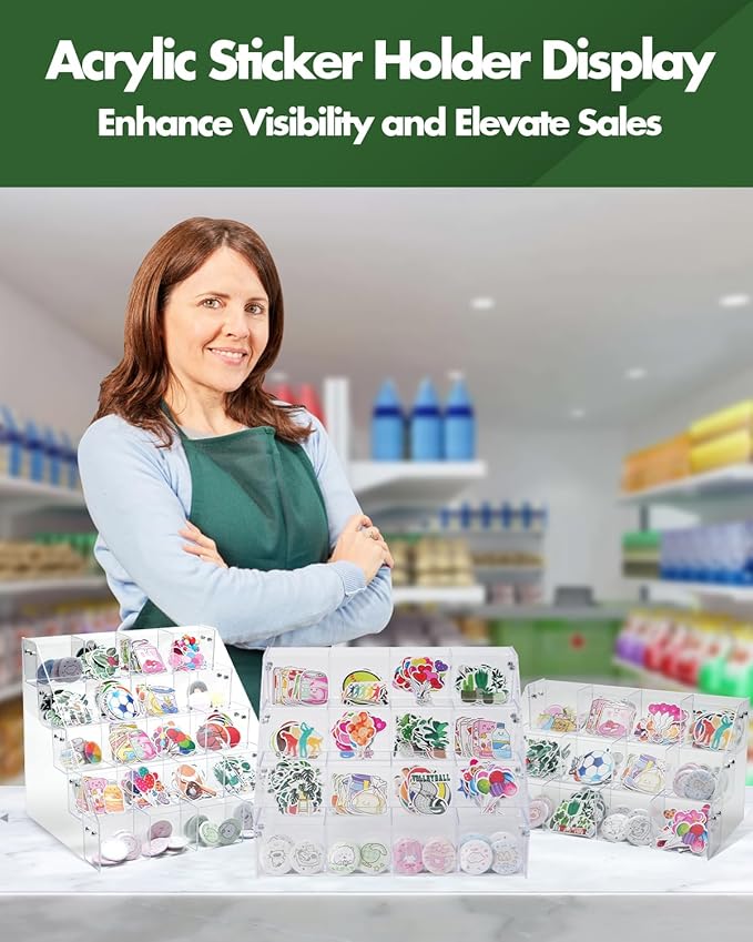 UCEC Sticker Display Stand 5 Tiers Acrylic Stand, 20 Pockets Sticker Holder Display, Versatile Event Organizer for Trade Shows, Retail Stores, and Supplier Meetings