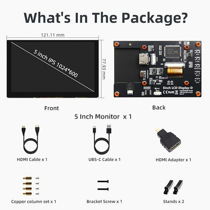 5 Inch HDMI Monitor 1024x600 LCD Touch Screen Display Mini Small Monitor for Raspberry Pi 5/4/3/2/B/B+, BB Black, Win 11/10/8/7