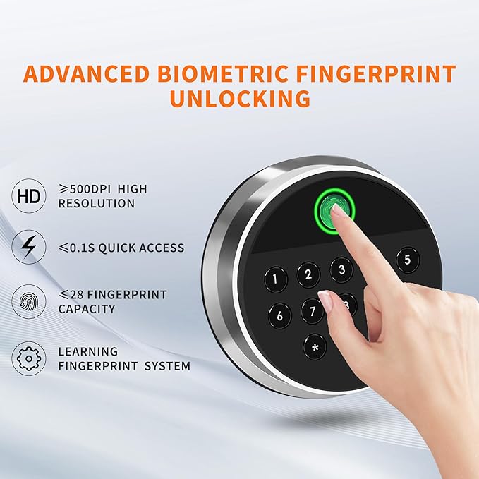 HSGCJS Biometric Fingerprint Safe Box with Digital Keypad, Security Safe for Home, Office and Hotel - 1.2 Cubic Feet