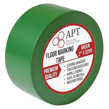 APT, Multi Color Marking Tape, Premium Safety Marking and Dance Floor Splicing Tape, 6 mil Thick (Green, 1 Roll)