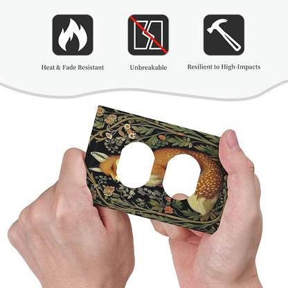Fox Morris Plants Flowers Vine Colorful Floral Outlet Covers 1 Gang Duplex Light Switch Cover Decorative Switch Plates Electrical Receptacle Faceplate Wall Plate For Bed Room Living Room Decor