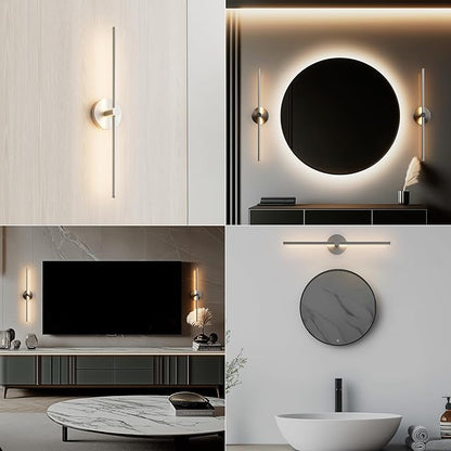 ZAGO Battery Operated Wall Sconce: 24-inch Wireless LED Wall Sconces Set of Two with Remote Control, Dimmable Modern Linear Light for Living Room, Bedroom, Hallway Indoor Lighting Decoration
