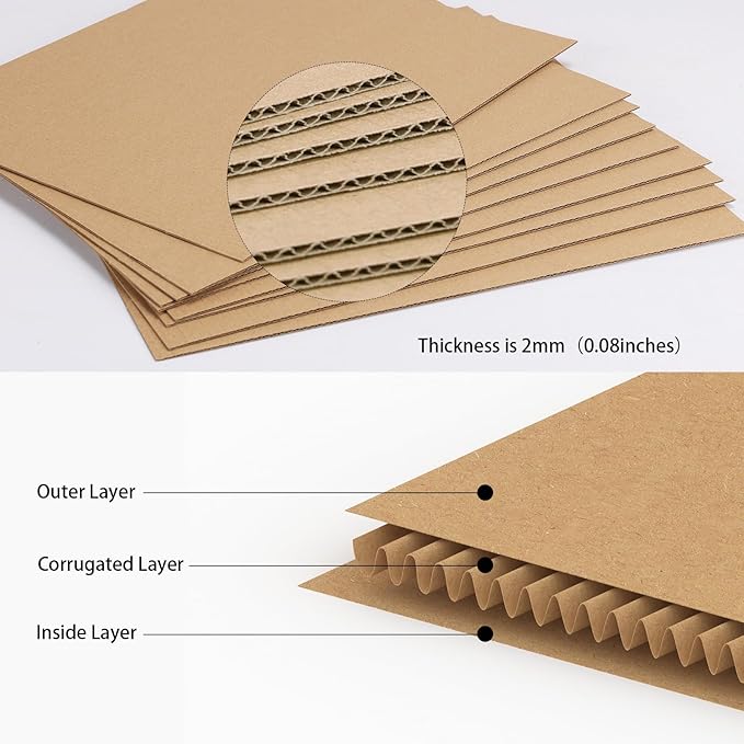 Calenzana 3.5x4.5 Browm Corrugated Cardboard Sheets, Flat Card Boards Inserts for Crafts, Packing, Shipping, Moving, Mailing, 200 Pack