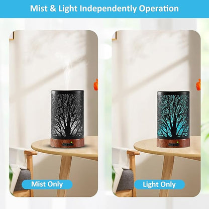 Essential Oil Diffuser - 150ML Metal Aromatherapy Diffuser for Essential Oils with 7 Colors Lights Gifts for Mom Auto Shut-Off & Ultrasonic Cool Mist Diffuser, Ambience for Home