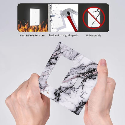 Outlet Covers White Marble Pattern Black Lines Pink Lines 1 Toggle 1 Rocker Combination Decorative Wall Plate Electrical Switch Plates Light Switch Cover Plate for living Room Office Decor