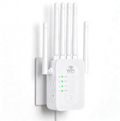 WiFi Extender Signal Booster, WiFi Extender with Ethernet Port WiFi Booster Up to 11800sq, 6 Antennas Extend WiFi Coverage 360°,WiFi Extenders Signal Booster for Home and Outdoors.