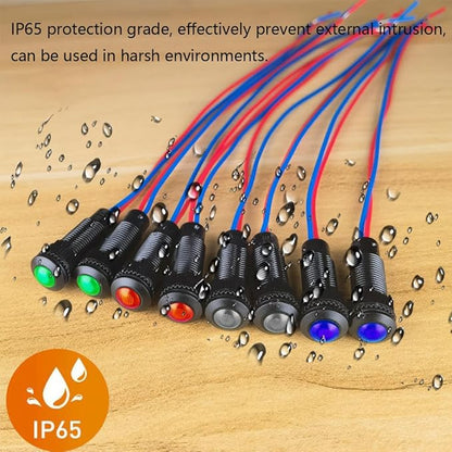 8pcs Red/Blue/Green/White LED Indicator Pilot Light 110VAC Mounting Hole Size 8mm(Flame Retardant Plastic Shell)