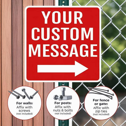 Custom Metal Left or Right Arrow Sign – 14x14 Inches Rust Free .040 Aluminum, Fade Resistant, Personalized Outdoor Sign for Business Workplace Office Home