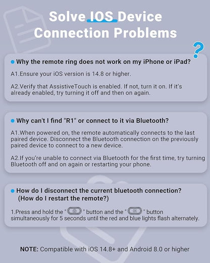 TikTok Scrolling Ring Remote Control, Camera Shutter Remote, Wireless Bluetooth Scrolling Ring for iPhone, iPad, iOS, Android - Purple