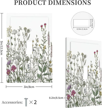 Vintage Herbs Wildflowers Plant Floral Decorative Light Switch Cover 1 Gang Single Toggle Device Electrical Faceplate Switchplates Decorator Outlet Wall Plate For Bed Room Home Decor