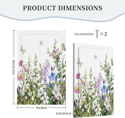 Decorative Light Switch Plate Covers Rustic Pink Flower Green Leaf 1 Gang No Device Single Blank Outlet Covers Wall Plate Light Switch Cover Plate Faceplate for Bedroom Home Decor