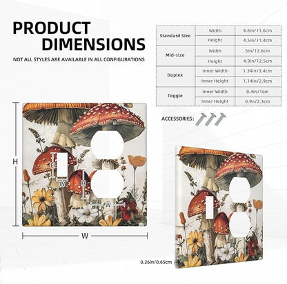 Wallplates Mushroom Forest Butterfly Wild Flower 1 Toggle 1 Duplex Switch Plate Electrical Gfci Faceplate Decorative Light Switch Covers For Bed Room Living Room Decor