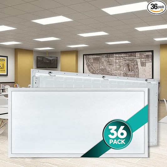 36-Pack 2x4 LED Flat Panel Light Drop Ceiling Fixture, 50W 40W 30W Switchable & 3CCT Selectable (3000K/4000K/5000K), 0-10V Dimmable, 100-277Vac, ETL & DLC