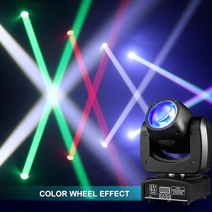 90W LED Moving Head DJ Lights Mini Beam Stage Lights Super Bright Spot RGBW 4IN1 DMX 512 13CH Sound-Activated for Wedding DJ Party Stage Lighting (90W, 1)