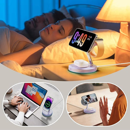 2025 3 in 1Charging Station Compatible with Mag-safe Charger Wireless Charger Stand for iPhoneAir17 16 15 14 13 12Series Wireless Charging Station for AirPods Wireless Charging Stand for iWatch Series