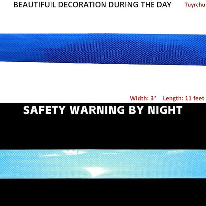 Non Fading Reflective Tape Blue 3 inch, Outdoor Waterproof High Visibility Warning Industrial Marking Tape, Safety Stickers (11 feet)