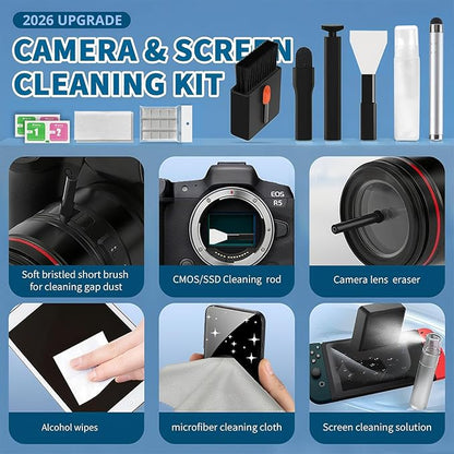 2026 Upgrade Phone Cleaning Kit 47PCS, iPhone Cleaning Kit, Airbud AirPods Cleaning Kit, Keyboard Cleaning Kit, Charging Port Cleaner for Apple Lightning/Android USB-C (Black)