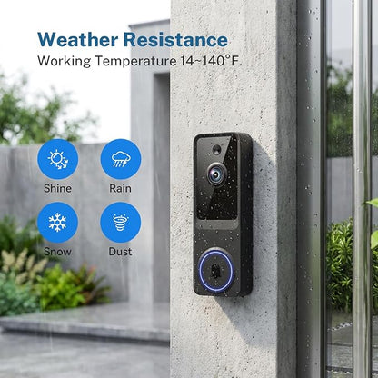SoraNari Wireless Doorbell Camera,1080P HD, Motion Detection, Two-Way Audio, Live View, Night Vision, Cloud Storage, Battery Powered, 2.4GHz Wi-Fi Only
