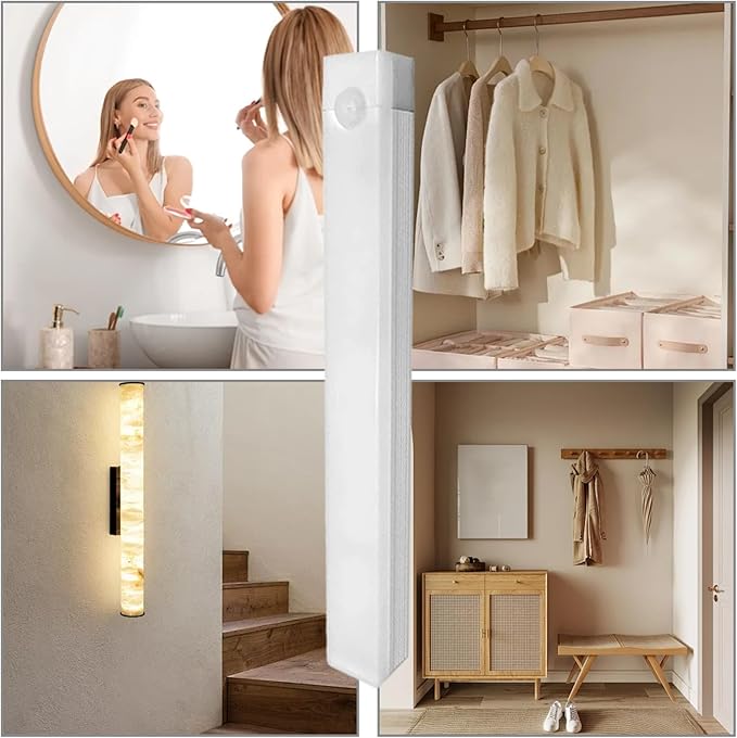 Under Cabinet Lighting 4Pcs LED Dimmable Magnetic Motion Sensor Light Indoor 8 Inch Rechargeable Portable Cordless Lamp for Kitchen Stairs Bedroom RV Dorm