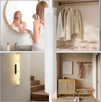 Under Cabinet Lighting 4Pcs LED Dimmable Magnetic Motion Sensor Light Indoor 8 Inch Rechargeable Portable Cordless Lamp for Kitchen Stairs Bedroom RV Dorm