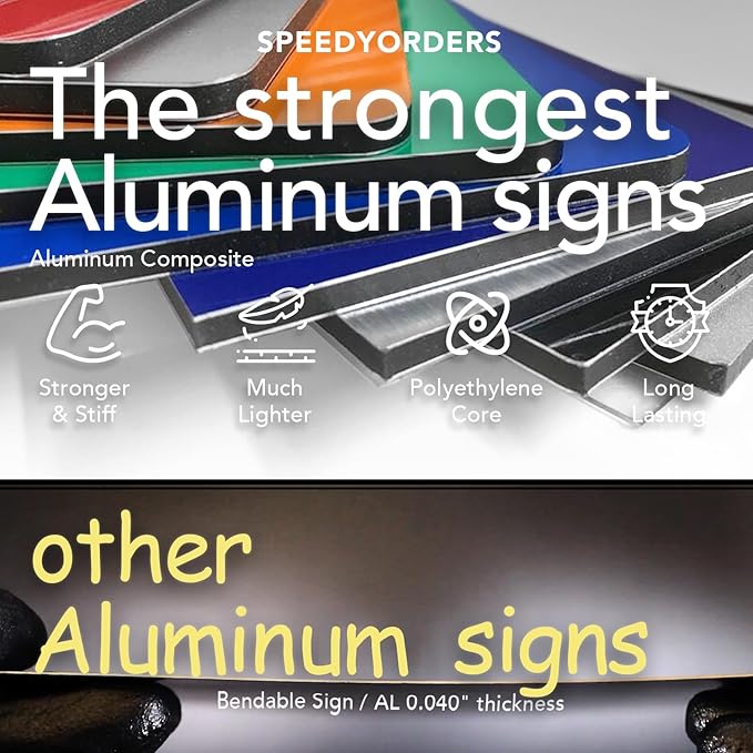 Custom Metal Signs, Personalized Aluminum, Customized Safety, Business Signs, Waterproof Outdoor, White Aluminum (Blue, 24x18 In)