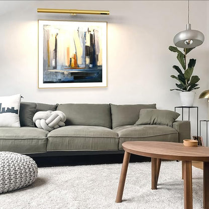 19.7inch Battery Operated Wireless Picture Light，Remote Control Painting Display Lights, Rechargeable Wall Lights with Three Modes and Power Display for Art Frame (Gold-2set)