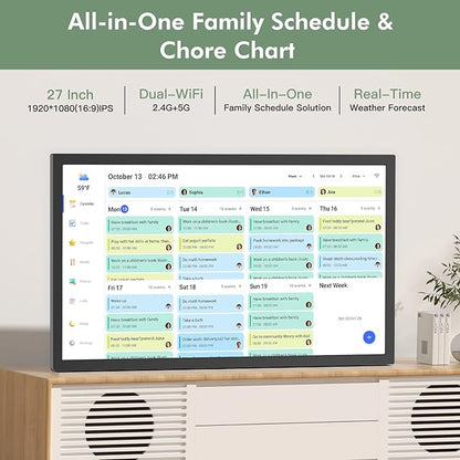Digital Wall Calendar Chore-Chart-for-Business Planner - 27 inch Touchscreen Interactive Display Electronic Calendar for To Do List, Auto-Sync Calendars, Wall & Dask Mountable, Christmas Gifts for Mom