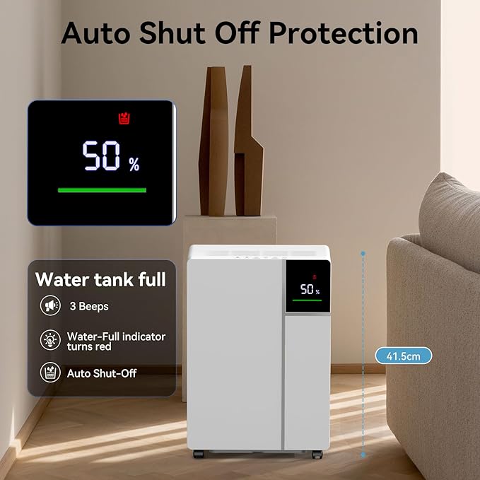 2000 Sq.Ft 25 Pints Dehumidifier with Drain Hose, 32dB Sleep Mode Dehumidifiers for Home, Intelligent Humidity Control, 3 Modes, Auto Off, Safe Dehumidifier for Basement, Bedroom Bathroom Garage RV
