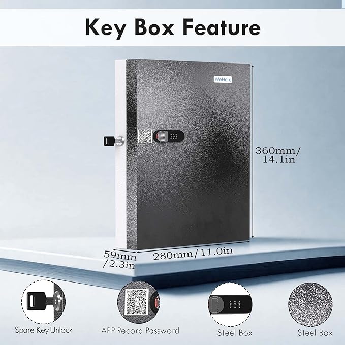 32 Key Lock Box, Key Cabinet Organizer, Key Safe Security Storage Lockbox Holder for Valets, Hotels, Car and House Keys