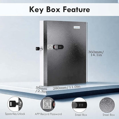 32 Key Lock Box, Key Cabinet Organizer, Key Safe Security Storage Lockbox Holder for Valets, Hotels, Car and House Keys
