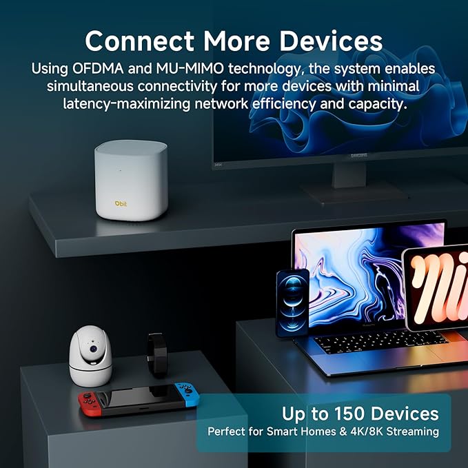 DBIT AX3000 WiFi 6 Mesh Wi-Fi System | 6,500 Sq Ft Coverage & 150 Devices | Dual-Band, Seamless Roaming, Parental Controls | Replaces Wireless Router and Extender | 2 Gigabit Ports Per Unit (3-Pack)