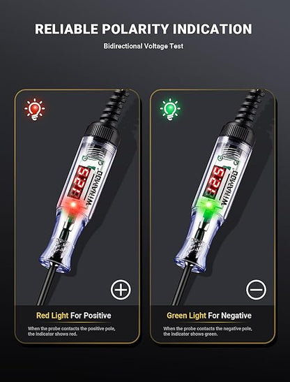 Automotive Test Light with 3-120V LED Digital Voltage Display, Auto Circuit Tester with Voltmeter & Dual Color Polarity Indicate, Electric Test Pen w/Stainless Probe for Car/Truck/SUV Checker