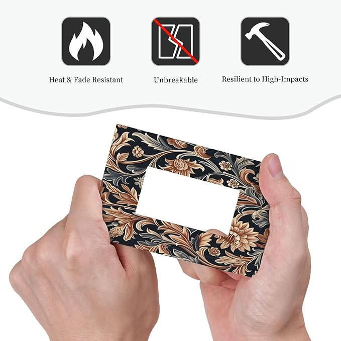 Decorative Outlet Covers Vintage Grey Plant Leaves Brown Flowers 1 Gang Single Rocker Light Switch Cover Plate Wall Plates GFCI Faceplate for Bedroom Home Decor