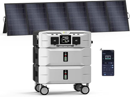 IEE 5120Wh Portable Power Station SP5000 with 500W Solar Panel, 120/240V 5000W(Peak 9000W) AC Output Solar Generator, Expandable Capacity, LFP Battery Generator for Home Use, Power Outages, RVs